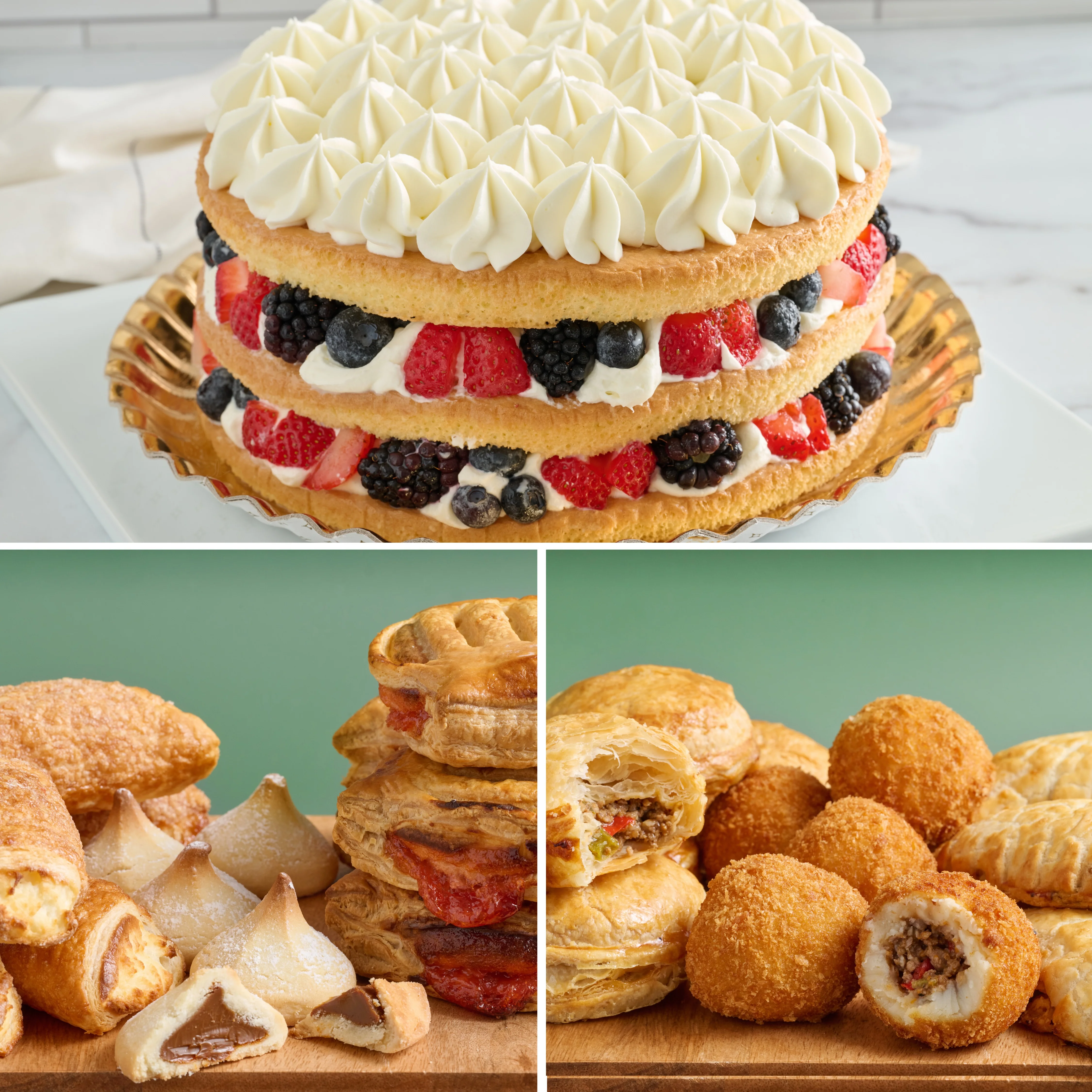 Milk’N Berries® + Sweet & Savory Sampler (1 cake + 30 pcs.)